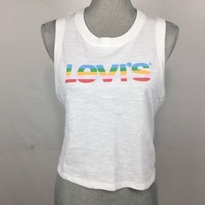 Levi’s Women’s Crop Tank Top Striped Text